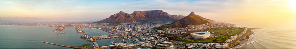 Aerial view of Cape Town from the sea